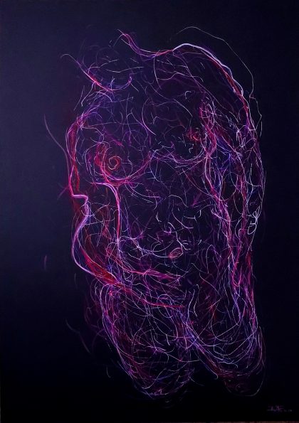 Tumble - 29,7 x 42 cm - Posca on black paper