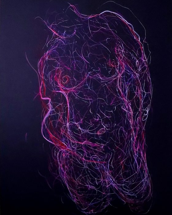 Tumble - 29,7 x 42 cm - Posca on black paper