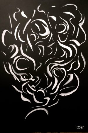 Eye scream - Siblings 2/3 - 50 x 65 cm - japanese white ink on black paper