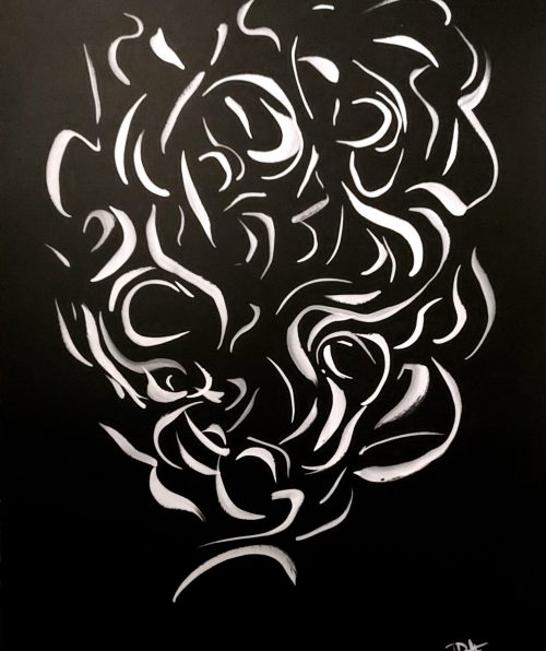 Eye scream - Siblings 2/3 - 50 x 65 cm - japanese white ink on black paper