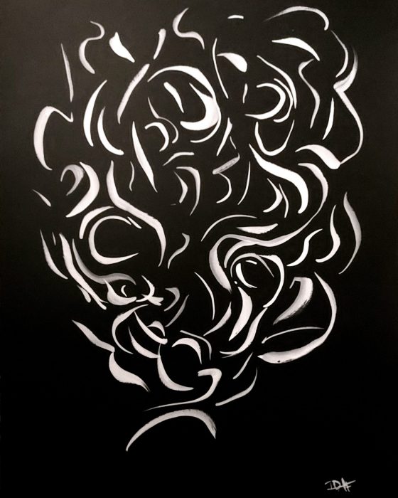 Eye scream - Siblings 2/3 - 50 x 65 cm - japanese white ink on black paper