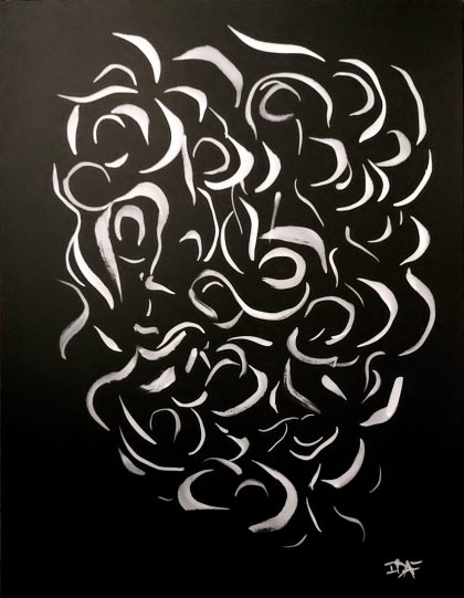 Eye scream - Siblings 1/3 - 50 x 65 cm - japanese white ink on black paper