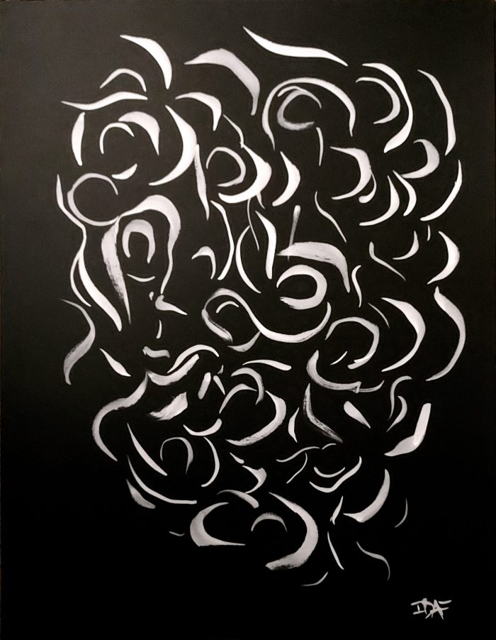 Eye scream - Siblings 1/3 - 50 x 65 cm - japanese white ink on black paper