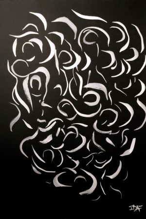 Eye scream - Siblings 1/3 - 50 x 65 cm - japanese white ink on black paper