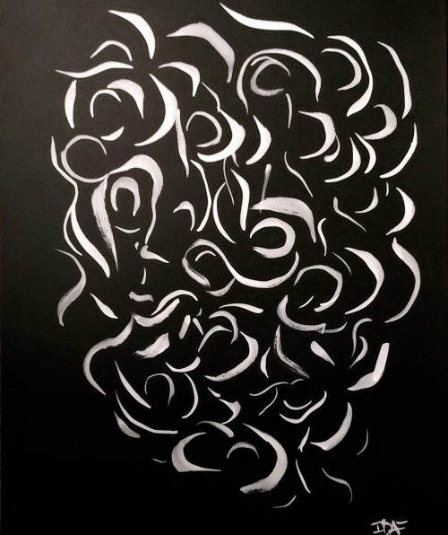 Eye scream - Siblings 1/3 - 50 x 65 cm - japanese white ink on black paper