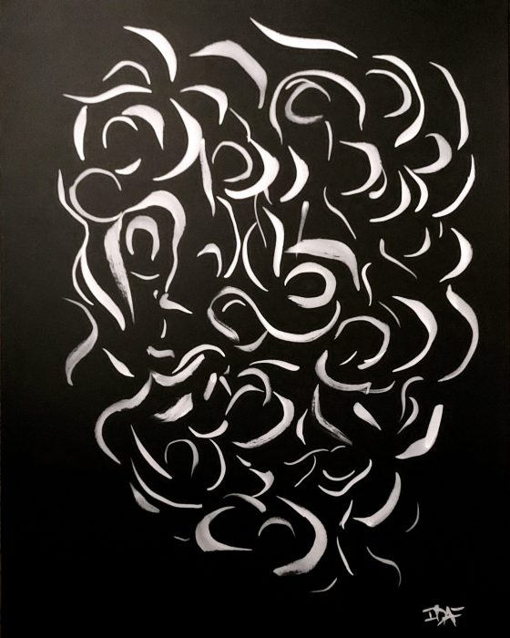 Eye scream - Siblings 1/3 - 50 x 65 cm - japanese white ink on black paper