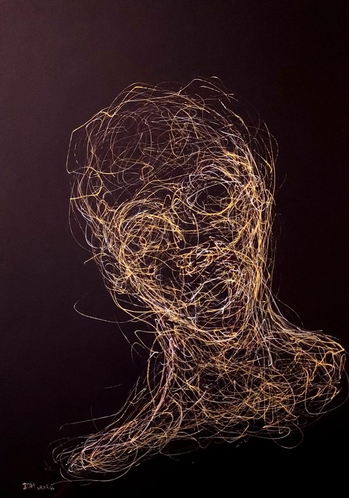 Haywire protocol- Off - 21 x 29,7 cm - Posca on black paper