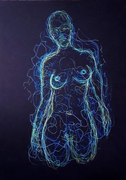 Haywire protocol - Walk - 21 x 29,7 cm - Posca on black paper (250g)