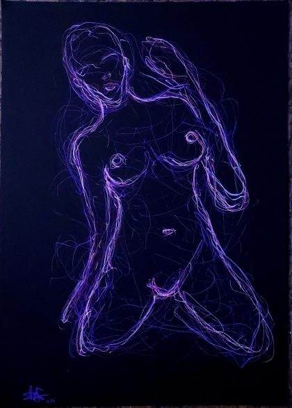 Kneeling - 21 x29,7 cm - Posca