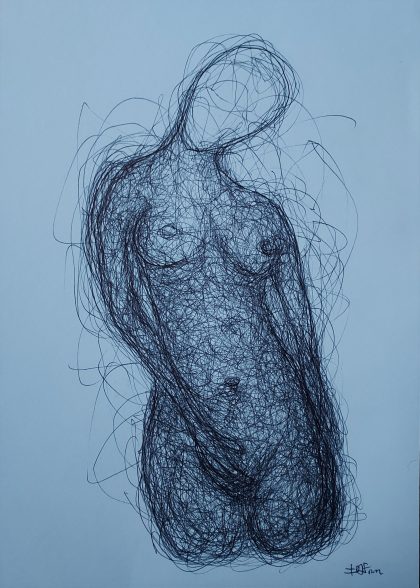 Tilted - 21 x 29,7 cm - Bic on white paper