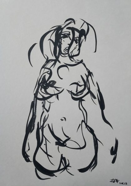 Evocations - 6 - 21 x 29,7 cm - China ink on cream paper