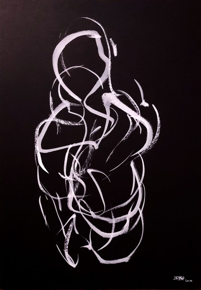 Femme 2 - 29,7 x 42 cm - white ink on black paper