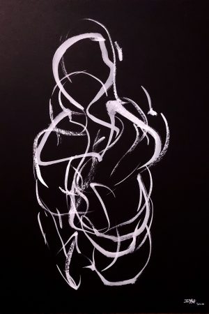 Femme 2 - 29,7 x 42 cm - white ink on black paper