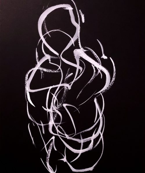 Femme 2 - 29,7 x 42 cm - white ink on black paper